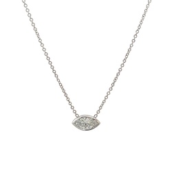 [S00145] 14Kt White Gold Bezel Necklace With A Marquise Diamond Weighing 0.55ct