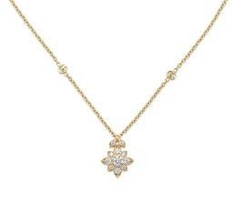 [YBB70364900200U] Yellow Gold Diamond Gucci Flora Necklace 0.91cttw