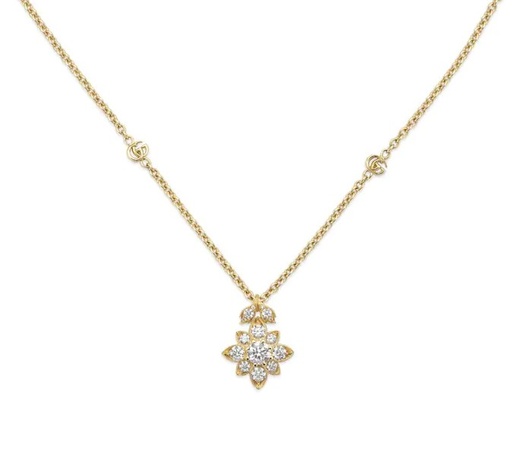 [YBB70364900200U] Yellow Gold Diamond Gucci Flora Necklace 0.91cttw