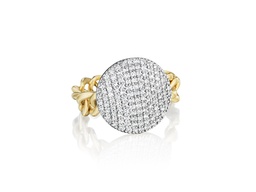 [R2053DY] Yellow Gold Diamond Infinity Chain Link Ring 0.66cttw