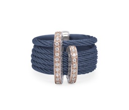 [02-24-1512-11] Rose Gold Blueberry Nautical Cable Diamond Ring 0.19ct
