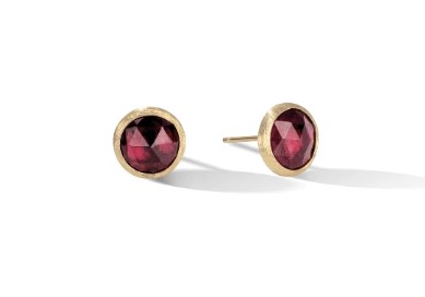 [OB957-RG101Y-02] 18Kt Yellow Gold Jaipur Garnet Stud Earrings