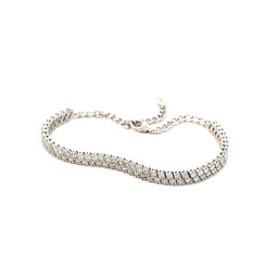[B611-300-W] White Gold Diamond Two Row Choker Tennis Bracelet 2.95cttw