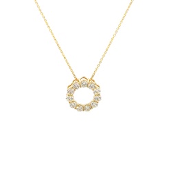 [P019-200-11-Y] Yellow Gold Diamond Circle Pendant Necklace 2.00cttw