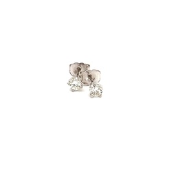 [E022-40C] White Gold Diamond Four Prong Stud Earrings 0.39cttw