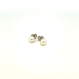 [5CPEW] White Gold 5mm Pearl Stud Earrings