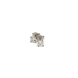 [S01641] White Gold Four Prong Stud Earrings With Round Diamonds Weighing 1.00cttw