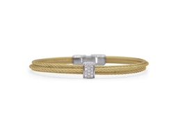 [04-37-S400-11] White Gold Yellow Nautical Cable Bar Station Bracelet With Round Diamonds Weighing 0.15cttw