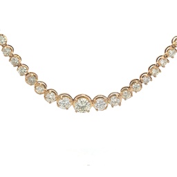 [17.00] Yellow Gold Graduated Riviera Necklace With Round Diamonds Weighing 17.00cttw