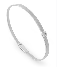 [BG731-B-W-01-16,5] White Gold Masai Bracelelt With A Pave Diamond Station Weighing 0.07cttw