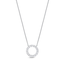 [CNUB24918008W72000] White Gold Open Circle Pendant Necklace With Round Diamonds Weighing 1.04cttw