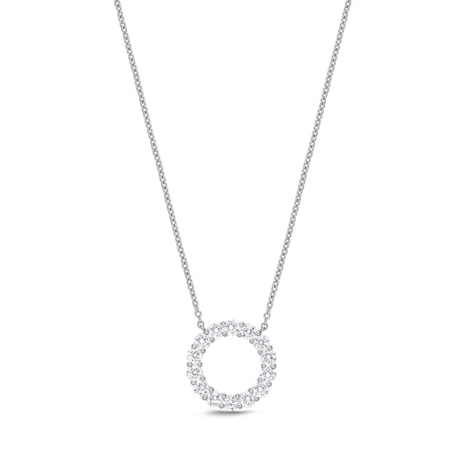 [CNUB24918008W72000] White Gold Open Circle Pendant Necklace With Round Diamonds Weighing 1.04cttw