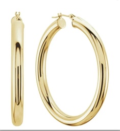 [20827:162643:P] Yellow Gold 20x4mm Tube Hoop Earrings