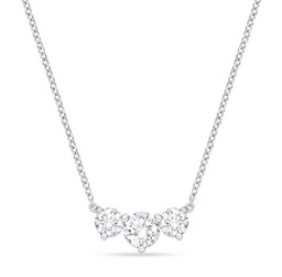 [CNDD21718008W72000] White Gold Trinity Necklace With Round Diamonds Weighing 0.92cttw