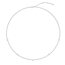 [FNZY14118008W72000] White Gold Cascade Necklace With Round Diamonds Weighing 0.50cttw