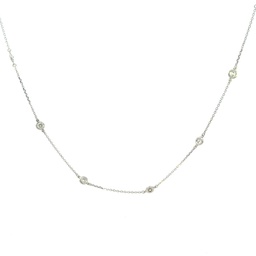 [C1-130-W] White Gold Diamonds By The Inch Necklace With Round Diamonds Weighing 1.28cttw