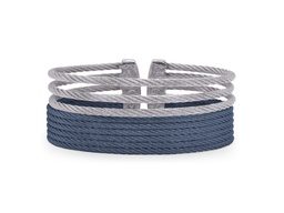 [04-96-3306-00] Stainless Steel Blueberry And Grey Nautical Cable Cuff Bracelet