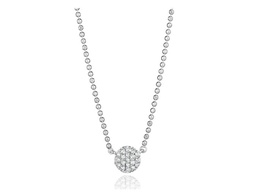 [N20023DW] 14Kt White Gold Micro Infinity Beaded Chain Necklace With Round Diamonds Weighing 0.10cttw