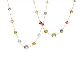 [CB2719-MIX-Y-02] 18Kt Yellow Gold Jaipur Necklace With Multi Colored Gemstones 36"