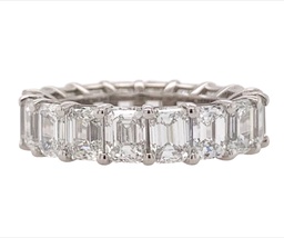 [R73918.3] Platinum Eternity Band With 18 Emerald Cut Diamonds Weighing 7.06cttw F-G/VS