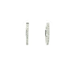 [E77924] 14Kt White Gold In/Out Hoop Earrings With 32 Round Diamonds Weighing 0.50cttw G-H/SI