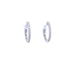 [E77927] 14Kt White Gold In/Out Hoop Earrings With 32 Round Diamonds Weighing 0.50cttw