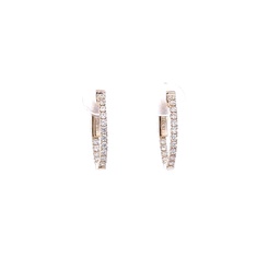 [E77923] 14Kt Yellow Gold In/Out Hoop Earrings With 32 Round Diamonds Weighing 0.50cttw