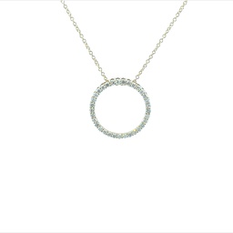 [P019-50-33-Y] 14Kt Yellow Gold Circle Pendant Necklace With 33 Round Diamonds Weighing 0.51cttw