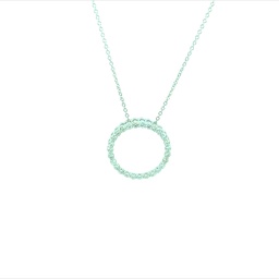 [P019-75-27-W] 14Kt White Gold Circle Pendant Necklace With 27 Round Diamonds Weighing 0.72cttw