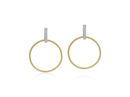 [03-37-1002-11] 18Kt White Gold Yellow Nautical Cable Circle Drop Earrings With 12 Round Diamonds Weighing 0.10cttw