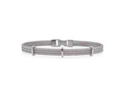 [04-13-3430-00] Stainless Steel Grey Nautical Cable Three Row Men's Bracelet