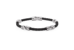 [06-52-0955-00] Stainless Steel Black Nautical Cable Soft Link Men's Bracelet