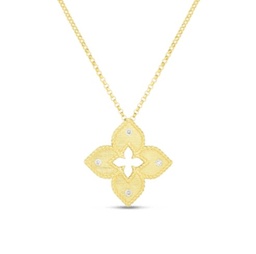 [7772824AYCHX] 18Kt Yellow Gold Venetian Princess Pendant Necklace With (4) Round Diamonds Weighing 0.06cttw