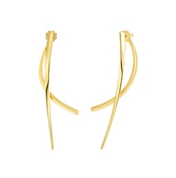 [6740599AYER0] 18Kt Yellow Gold Oro Classic Curved Bar Drop Earrings