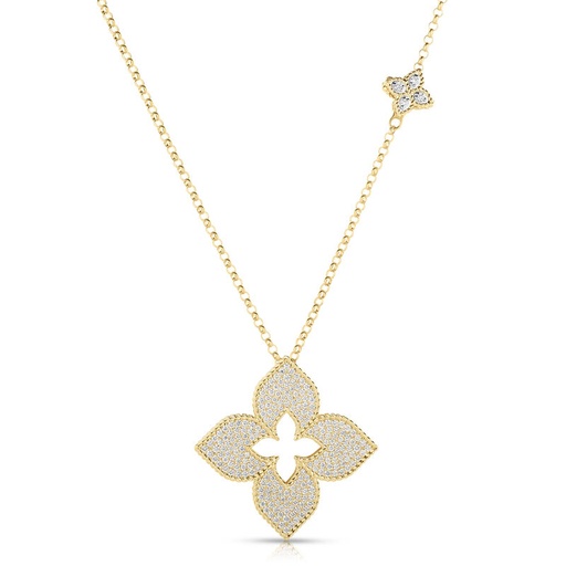 [8883359AY32X] 18Kt Yellow Gold Venetain Princess Large Pendant Necklace With (224) Round Diamonds Weighing 1.35cttw