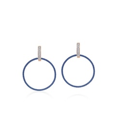 [03-24-1002-11] 18Kt Rose Gold blueberry Nautical Cable Circle Drop Earrings With 12 Round Diamonds Weighing 0.10cttw