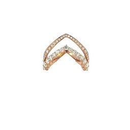 [DBLVRGRG105] 18Kt Rose Gold Double V Ring With 54 Round Diamonds Weighing 1.05cttw