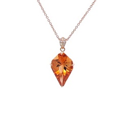 [CTLTCHYD1] 18Kt Yellow Gold Necklace With A Kite Shaped Citrine And 8 Round Diamonds Weighing 0.08cttw