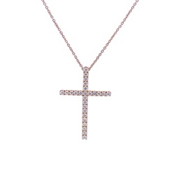 [CRSCHYD30] 18Kt Yellow Gold Cross Pendant Necklace With 26 Round Diamonds Weighing 0.30cttw
