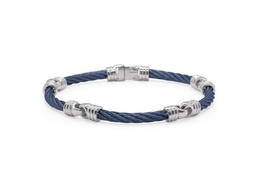 [06-28-0955-00] Stainless Steel Blueberry Nautical Cable Men's Soft Link Bracelet