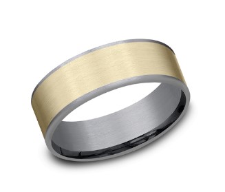 [CFT9775010GTA14KY10] 14Kt Yellow Gold And Tantalum 7.5mm Satin Center Comfort Fit Band Sz10