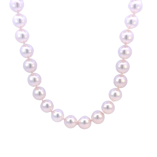 [85ST-96] 14Kt Yellow Gold Cultured Pearl Necklace With 50 8.5x8mm Pearls 18"