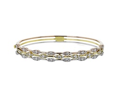 [LB2417] 18Kt Tri-Tone Bangle With Three Rows Of (69) Round Diamonds Weighing 2.70cttw