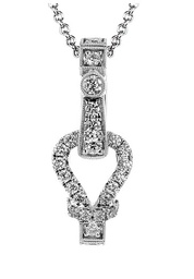 [LP4936] 18Kt White Gold Buckle Pendant Necklace With (27) Round Diamonds Weighing 0.34cttw