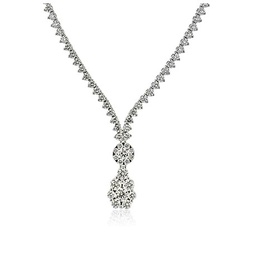 [LP4575-A] 18Kt White Gold Drop Pendant Necklace With (107) Round Diamonds Weighing 4.55cttw
