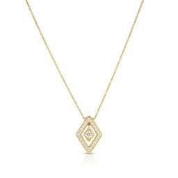 [111483AYCHX0] 18Kt Yellow Gold Lozenge Pendant Necklace With (25) Round Diamonds Weighing 0.27cttw