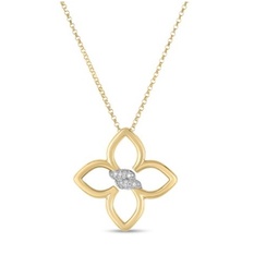 [8883408AJ17X] 18Kt Two Toned Cialoma Pendant Necklace With Round Diamonds Weighing 0.08cttw