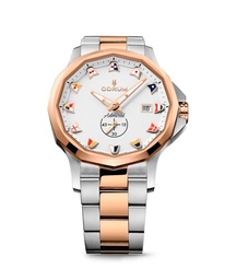 [A395/04249] 42mm Admiral Rose Gold Bezel White Dial Watch With A Stainless Steel Strap
