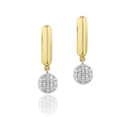 [E1798DY] 14Kt Yellow Gold Knife Edge Infinity Drop Earrings With (38) Round Diamonds Weighing 0.16cttw