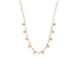 [N1758DY] 14Kt Yellow Gold Knife Edge Infinity Ten Station Necklace With (74) Round Diamonds Weighing 0.29cttw